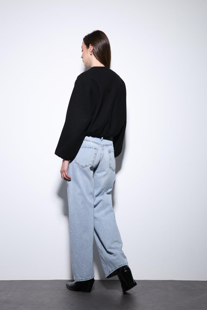 ANT Antioch Black Elastic Waist Crop Women's Jacket - Castellammare di Stabia