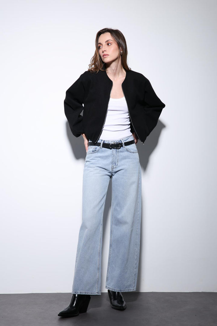 ANT Antioch Black Elastic Waist Crop Women's Jacket - Castellammare di Stabia