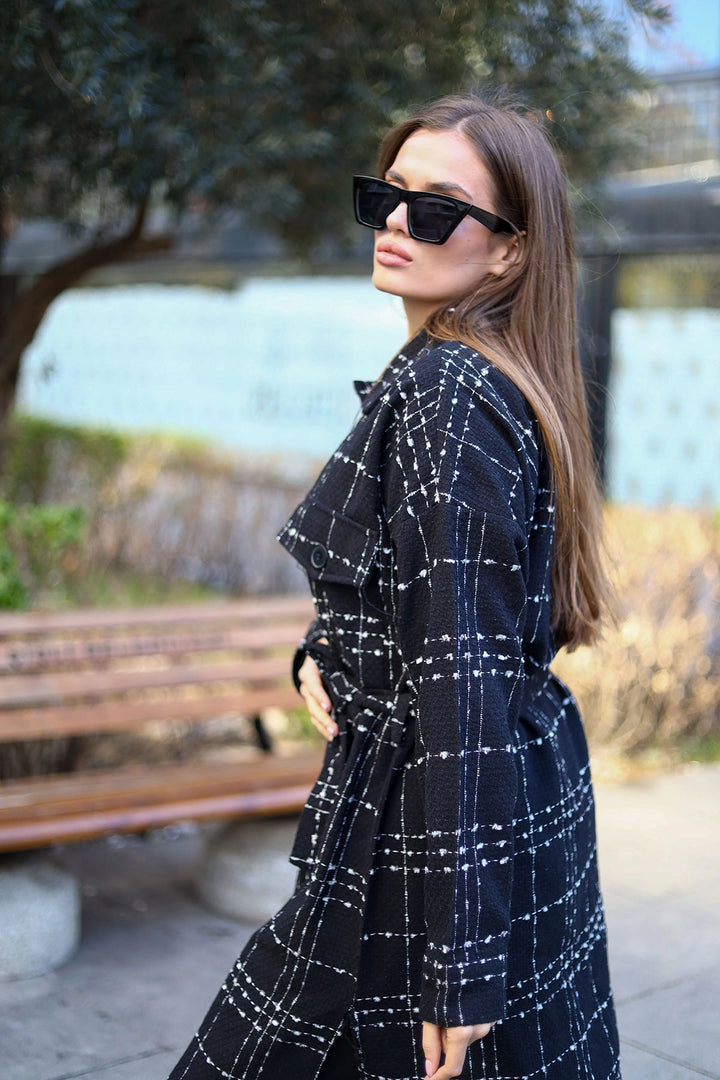 Black Belted Coat BCBSK-25700-3499 - Saltillo