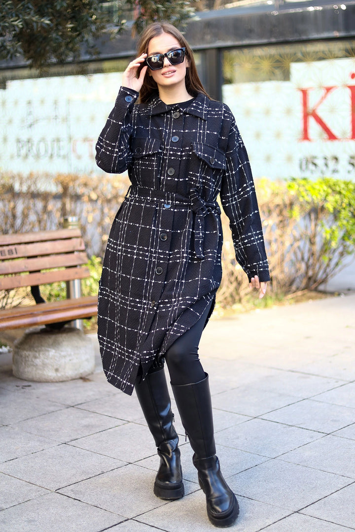Black Belted Coat BCBSK-25700-3499 - Saltillo