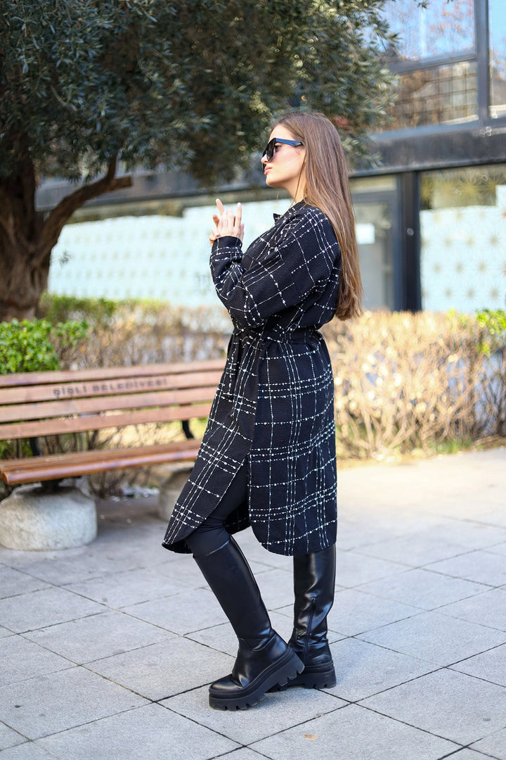 Black Belted Coat BCBSK-25700-3499 - Saltillo