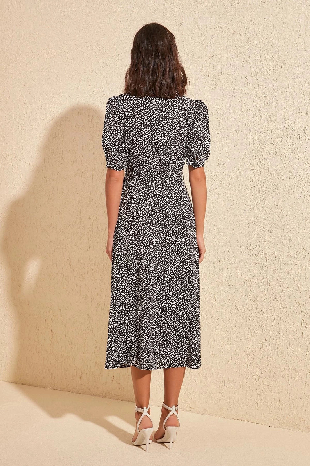 Black Belted Short Sleeve Shirt Dress BCBSK-25700-K5174 - Lisbon