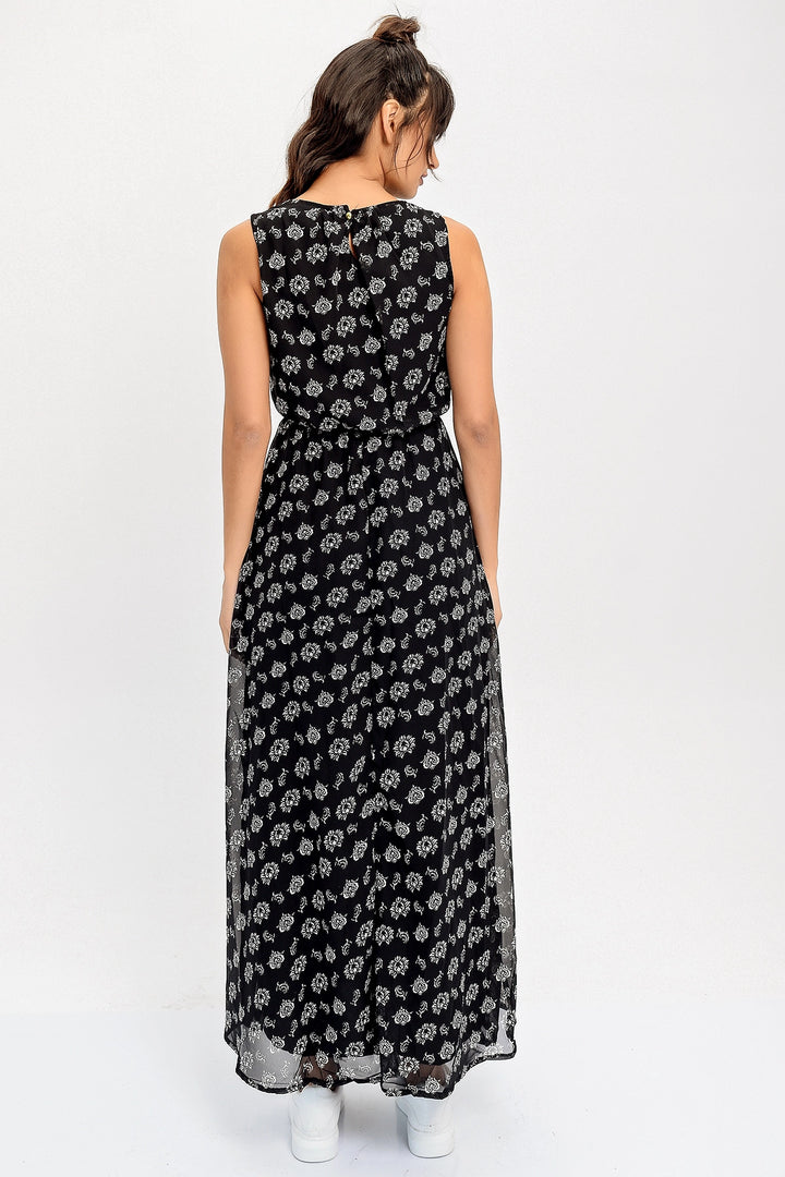 Black Belted Sleeveless Long Dress BCBSK-25650-2300 - Acayucan