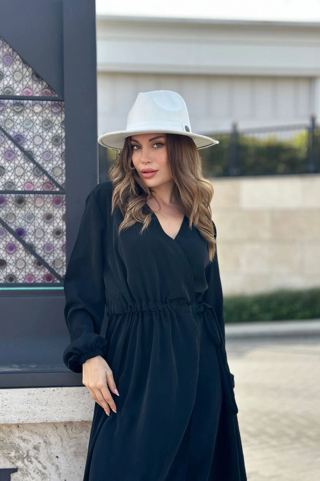 Black Belted Wrap Dress BCBSK-25700-3431 - Foothill Farms