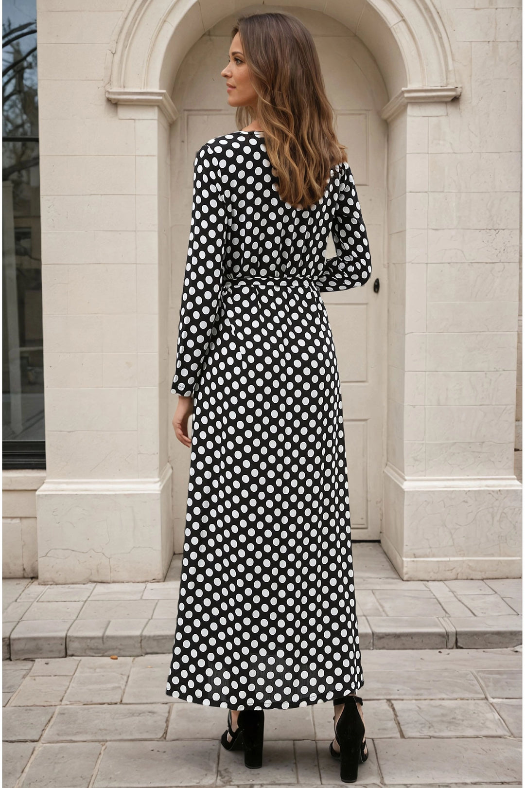 Black and White Buttoned Long Shirt Dress BCBSK-25650-2264 - Greenwood