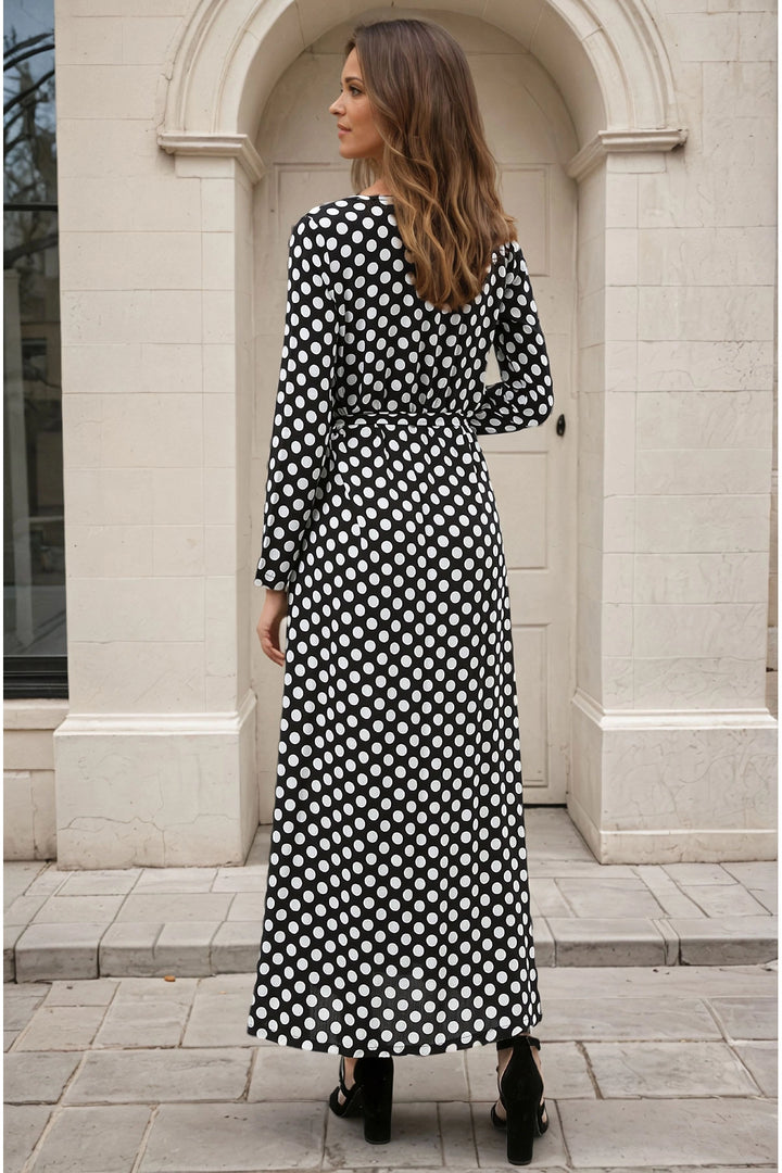 Black and White Buttoned Long Shirt Dress BCBSK-25650-2264 - Greenwood