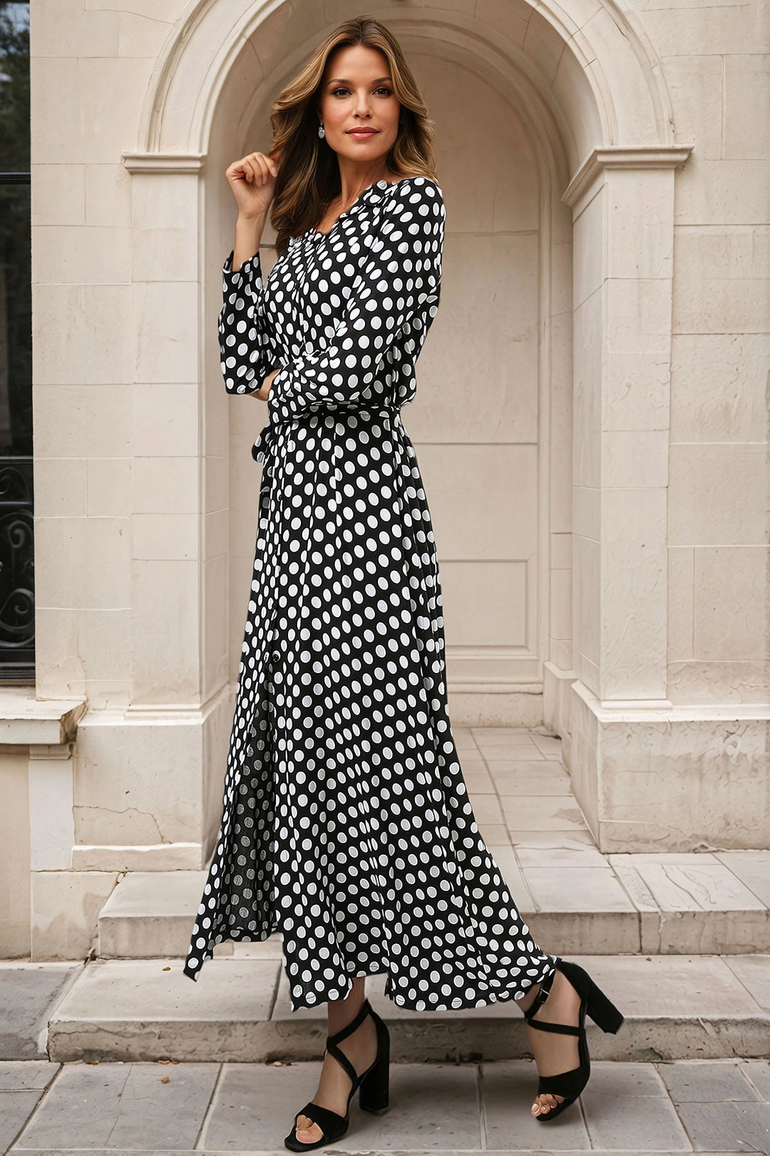 Black and White Buttoned Long Shirt Dress BCBSK-25650-2264 - Greenwood