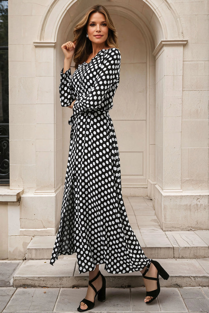 Black and White Buttoned Long Shirt Dress BCBSK-25650-2264 - Greenwood