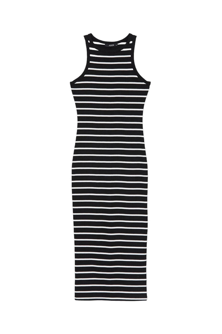 Black and White Halter Neck Bodycon Knit Dress BC25PKN06 - Irvington