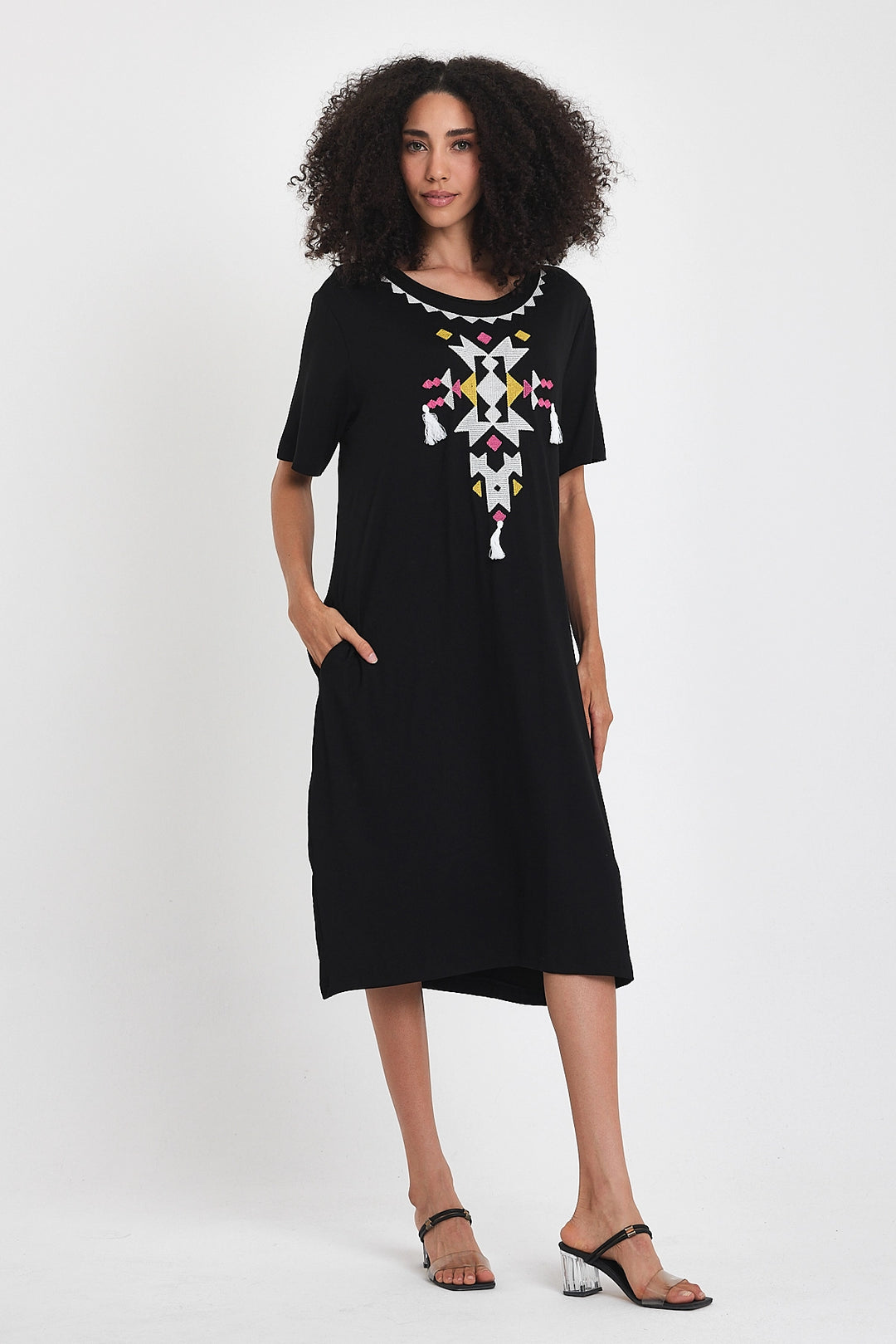 Maxi Boy Black and White Embroidered Knitted Viscose Dress BCVL-251025 - Dachau