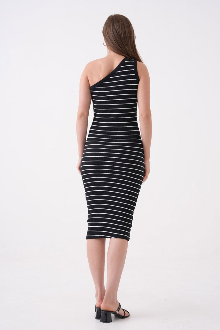 Black and White One Shoulder Bodycon Knit Dress BCPK-2510004 BCPK-2510004 - Cuautitlán