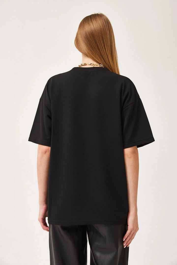 Black Bicycle Collar Basic 2 Thread Comfortable Cut T-shirt BC251000 - Jackson