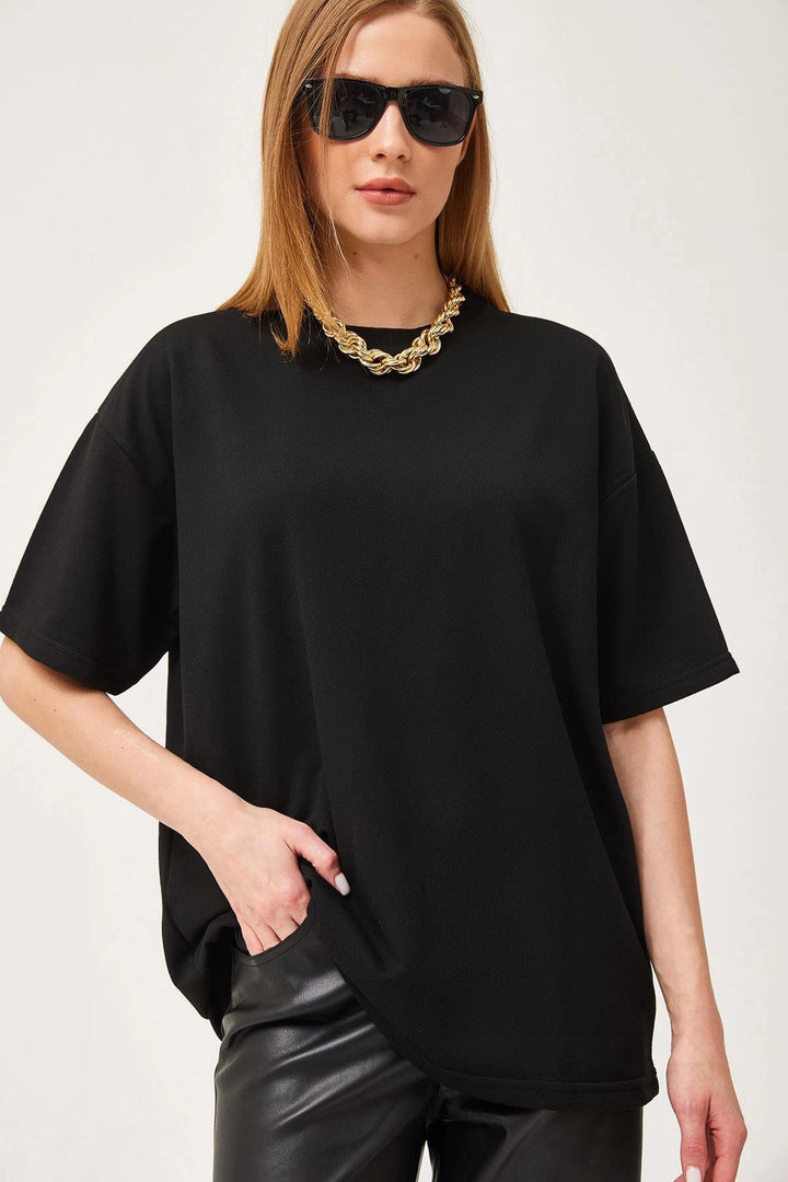 Black Bicycle Collar Basic 2 Thread Comfortable Cut T-shirt BC251000 - Jackson
