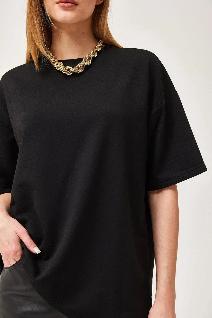 Black Bicycle Collar Basic 2 Thread Comfortable Cut T-shirt BC251000 - Jackson