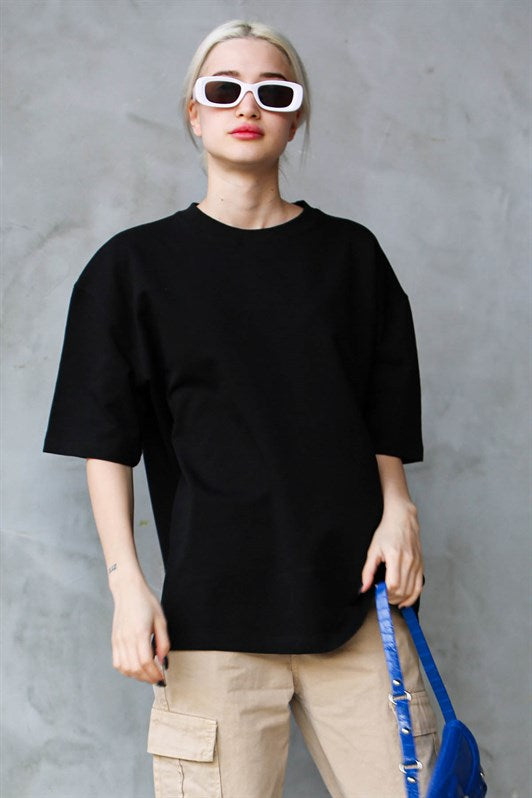 MDX Black Bicycle Collar Basic Oversize T-shirt MG1687 - Le Perreux-Sur-Marne