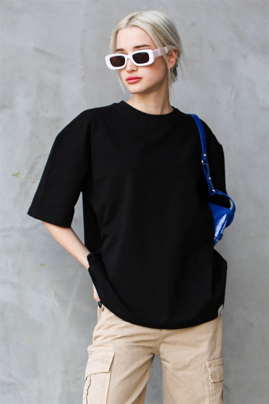 MDX Black Bicycle Collar Basic Oversize T-shirt MG1687 - Le Perreux-Sur-Marne