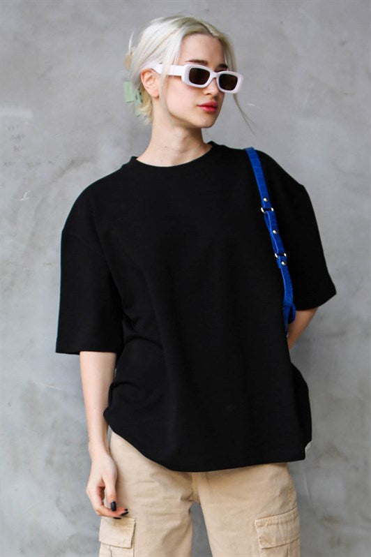 MDX Black Bicycle Collar Basic Oversize T-shirt MG1687 - Le Perreux-Sur-Marne