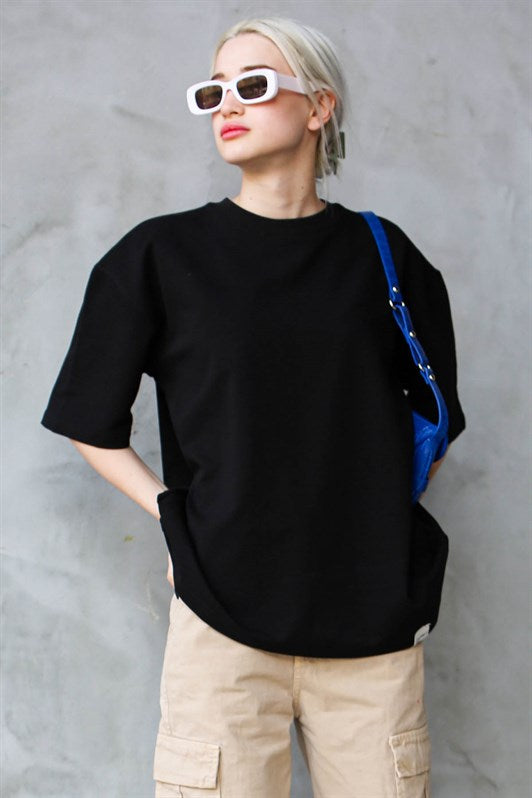 MDX Black Bicycle Collar Basic Oversize T-shirt MG1687 - Le Perreux-Sur-Marne