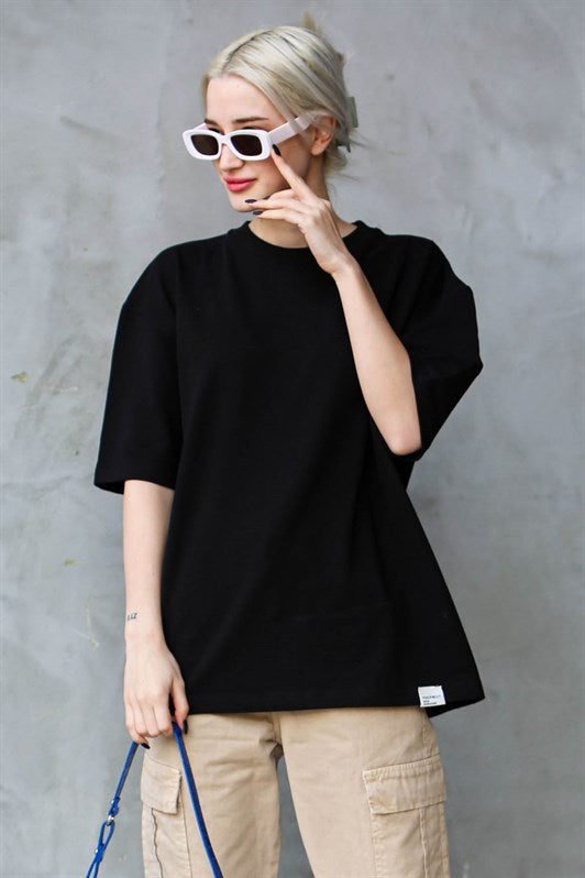 MDX Black Bicycle Collar Basic Oversize T-shirt MG1687 - Le Perreux-Sur-Marne