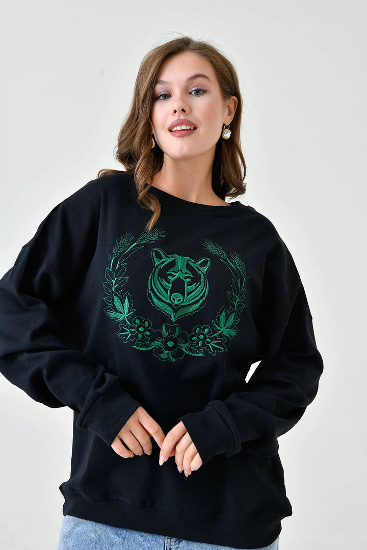 Black Bicycle Collar Printed 2 Thread Sweatshirt BC24YG1084 - Leganés