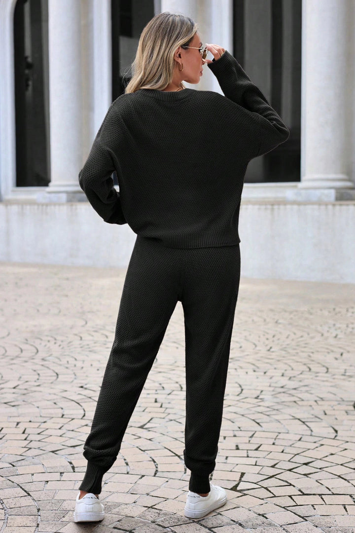 Black Bicycle Collar Double Pocket Thessaloniki Knit Loose Fit Knitwear Set BC24YG157STN - Meudon