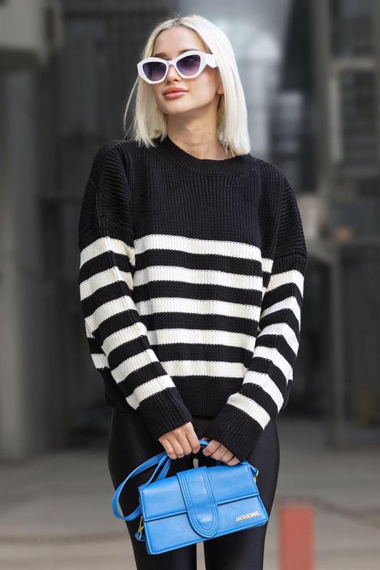 MDX Black Bicycle Collar Striped Sweater MG1258 - Florence