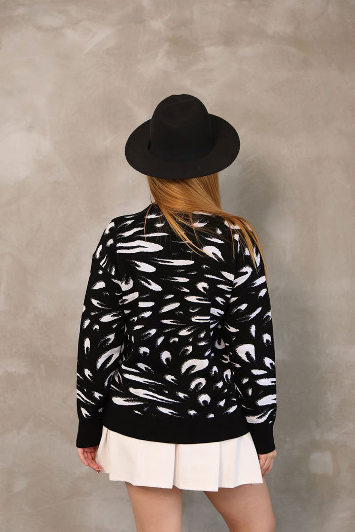 Black Bicycle Collar Patterned Sweater BCES-252032 - Estero