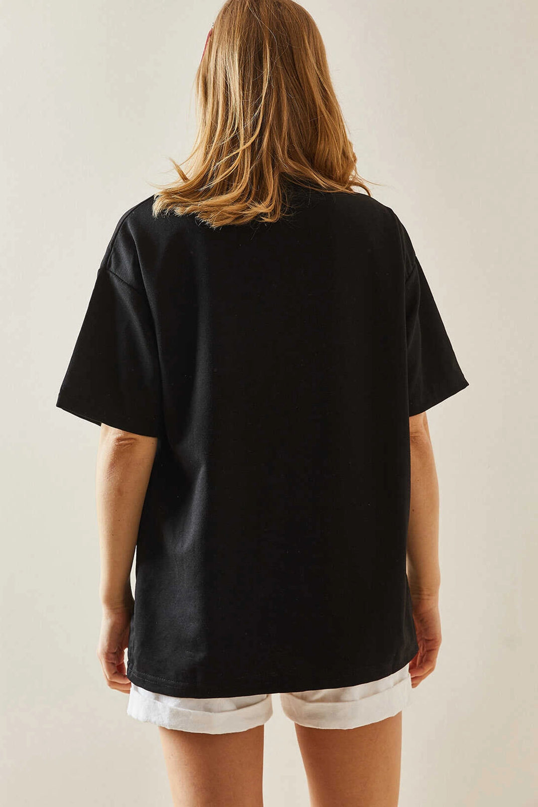 Black Bicycle Collar Two Thread Embroidered Oversize Cotton T-Shirt BC241120 - Winchester