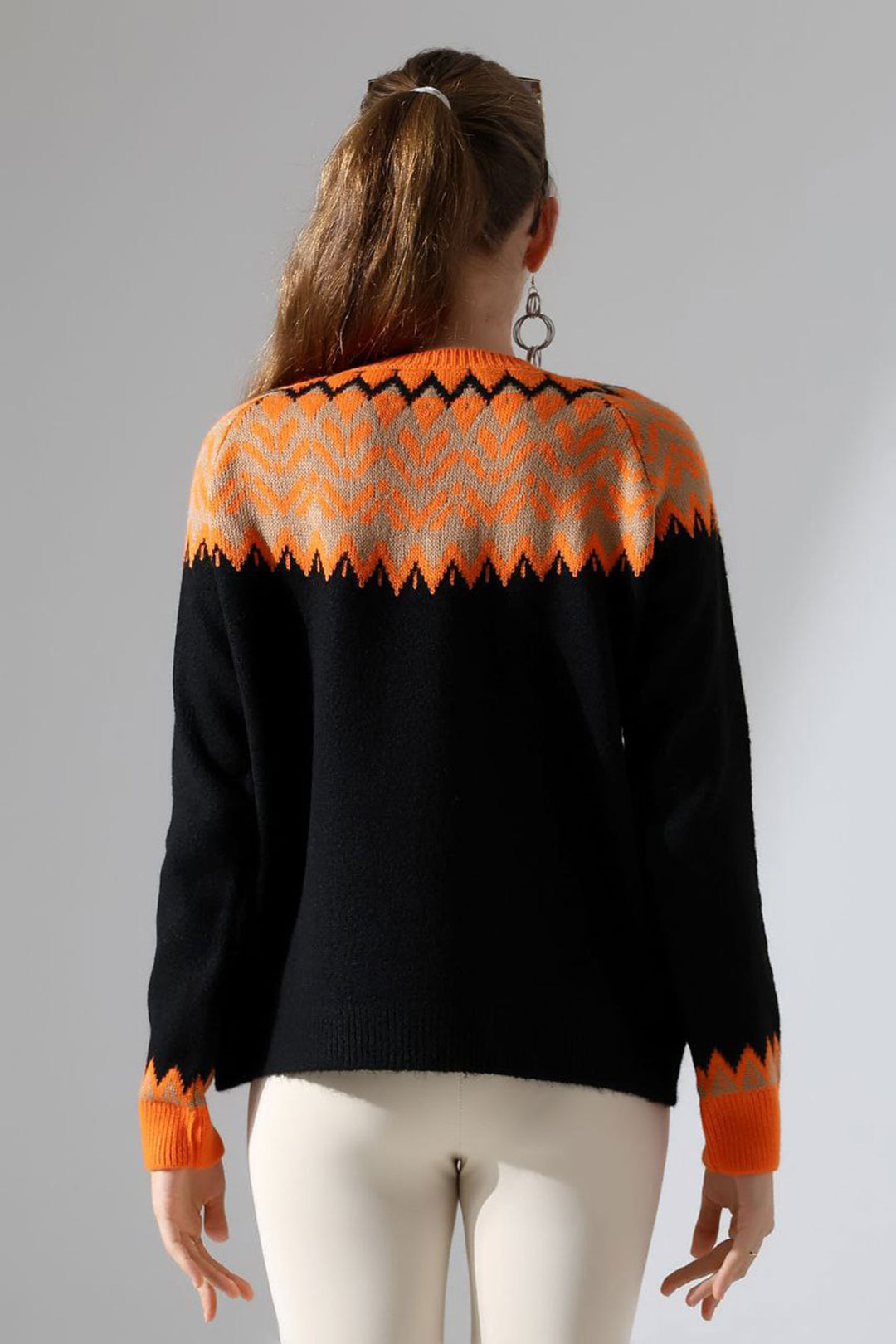 Black Bicycle Collar Snow Patterned Sweater BCES-252028 - Lauderhill