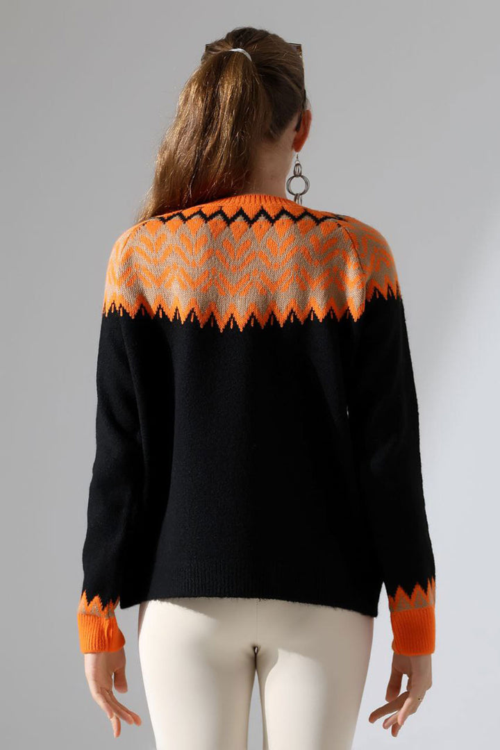 Black Bicycle Collar Snow Patterned Sweater BCES-252028 - Lauderhill
