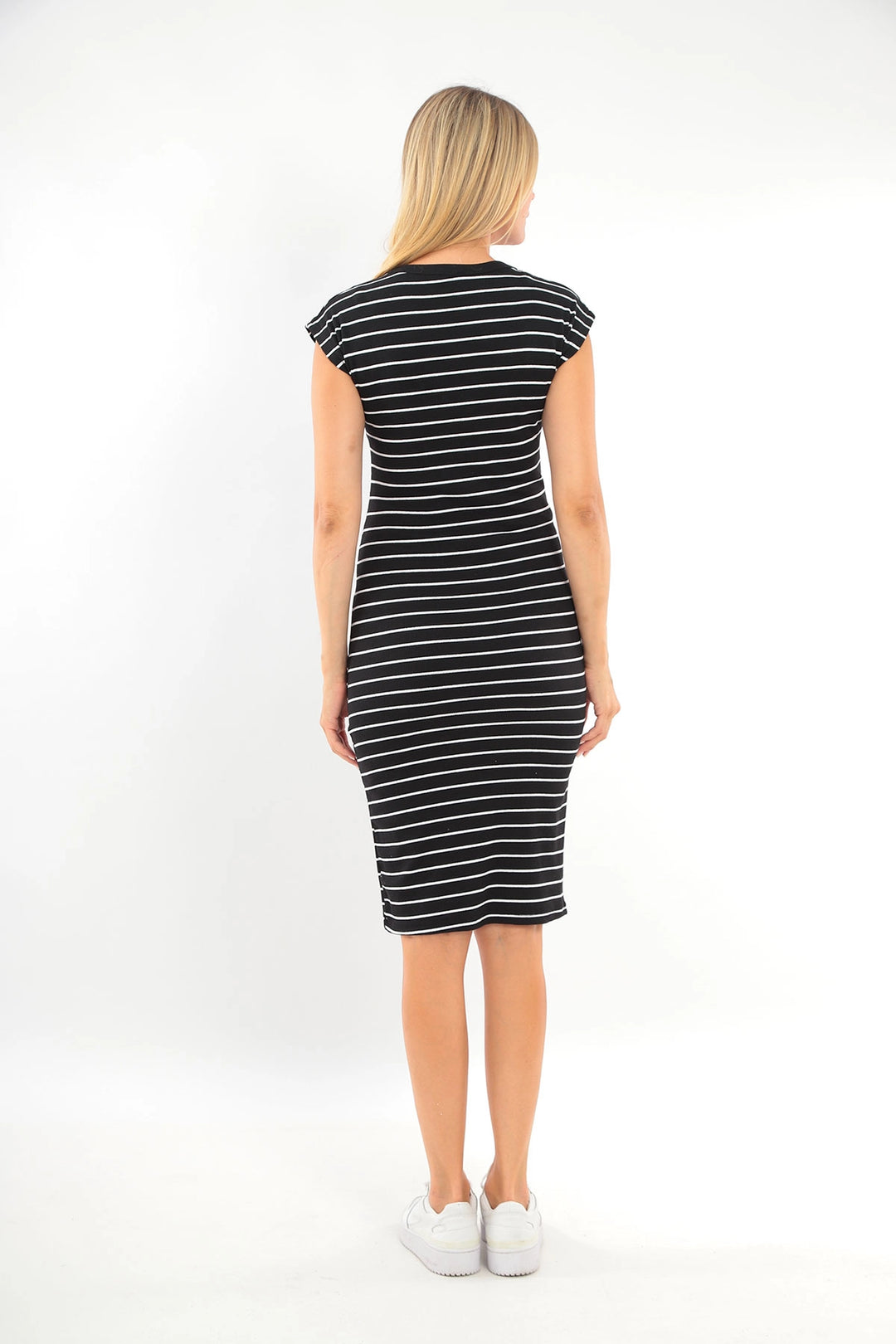 Black Bicycle Collar Short Sleeve Striped Pinafore Dress BC25PKN28 - Redwood City