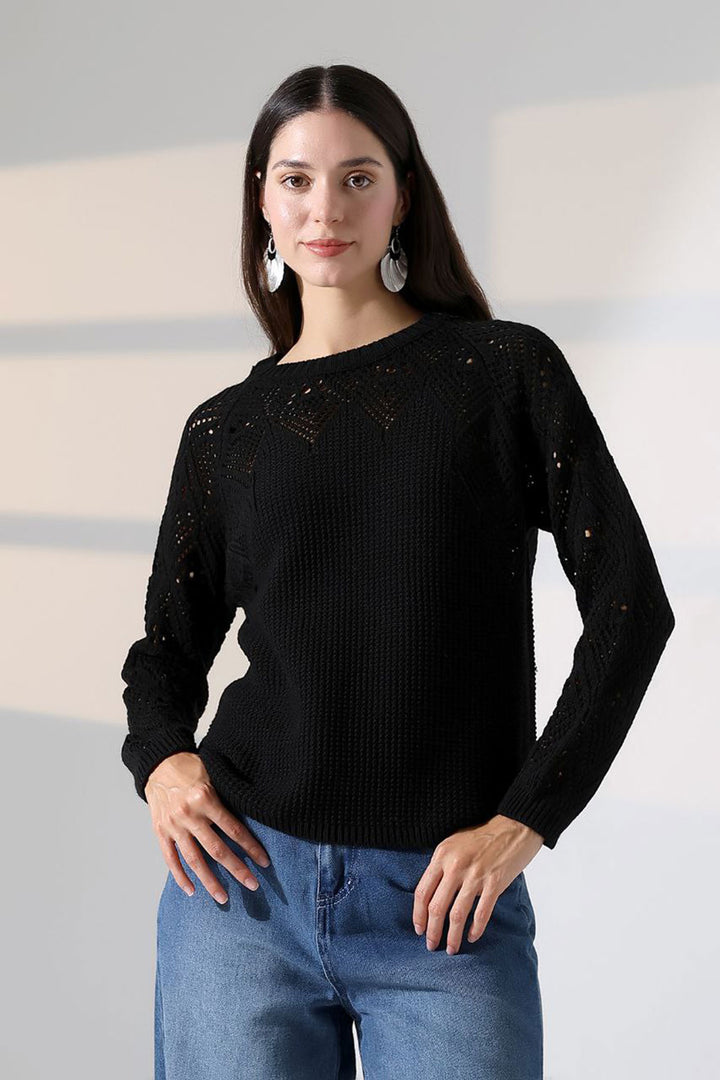 Black Bicycle Collar Embroidered Sweater BCES-252036 - Methuen Town