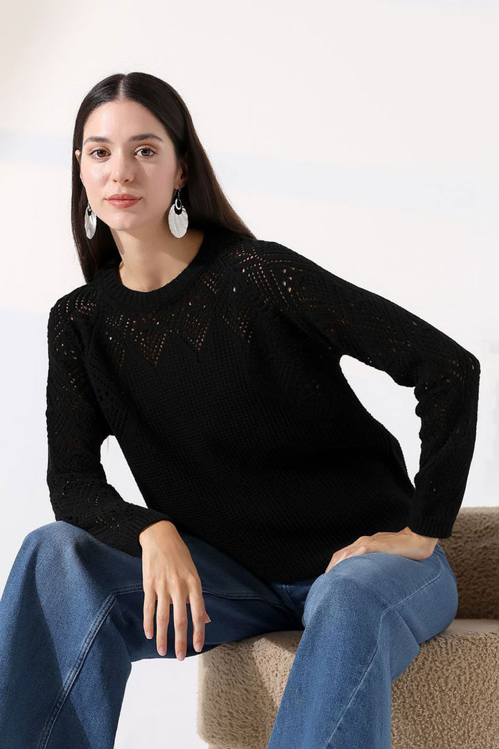 Black Bicycle Collar Embroidered Sweater BCES-252036 - Methuen Town