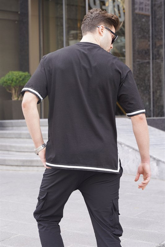 MDX Black Bicycle Collar Striped T-shirt 6097 - Arlington