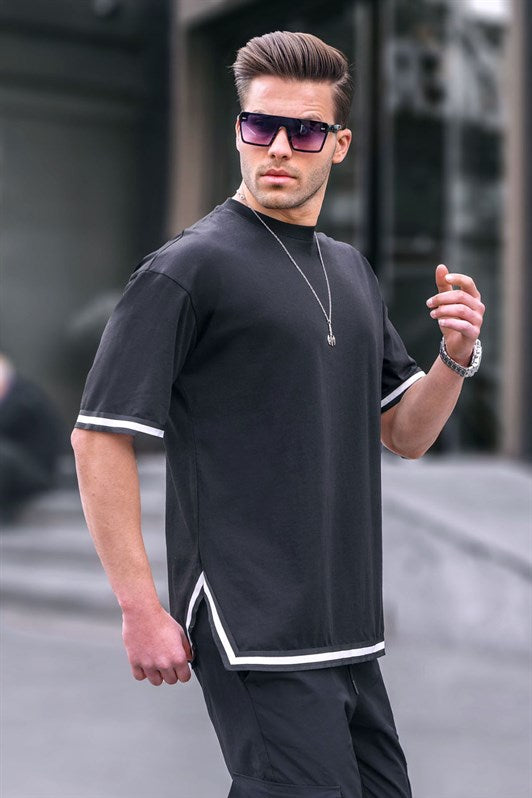 MDX Black Bicycle Collar Striped T-shirt 6097 - Arlington
