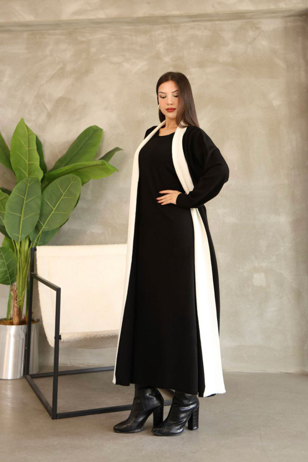 Black Bicycle Collar Knit Dress BCES-252024 - La Paz
