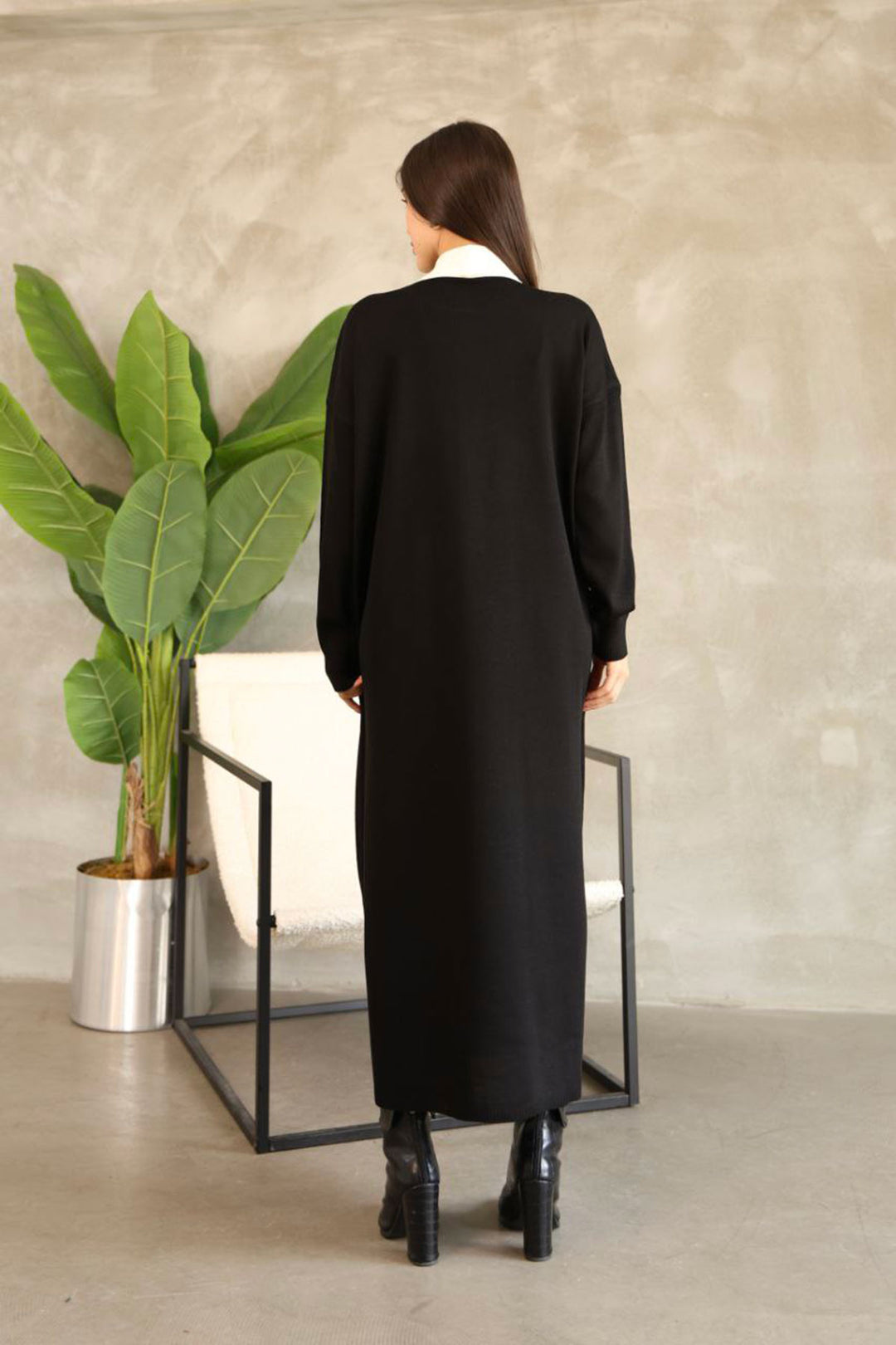Black Bicycle Collar Knit Dress BCES-252024 - La Paz