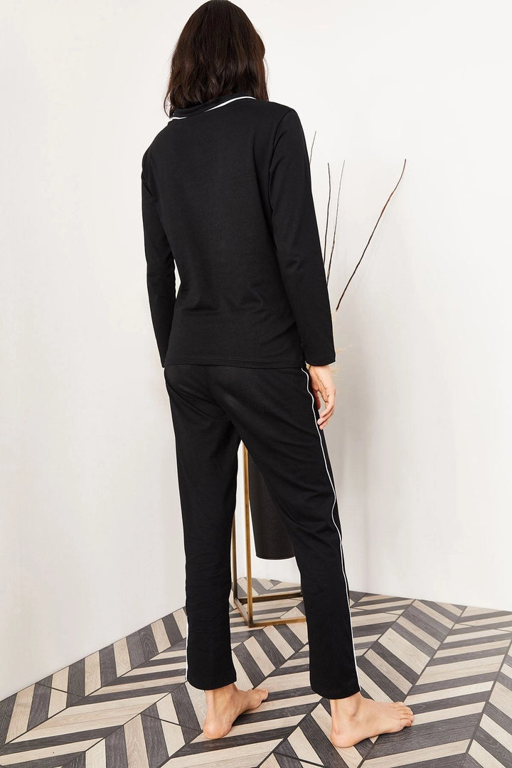 Black Striped Knit Pajama Set BCBSK-25700-K6022 - Millcreek