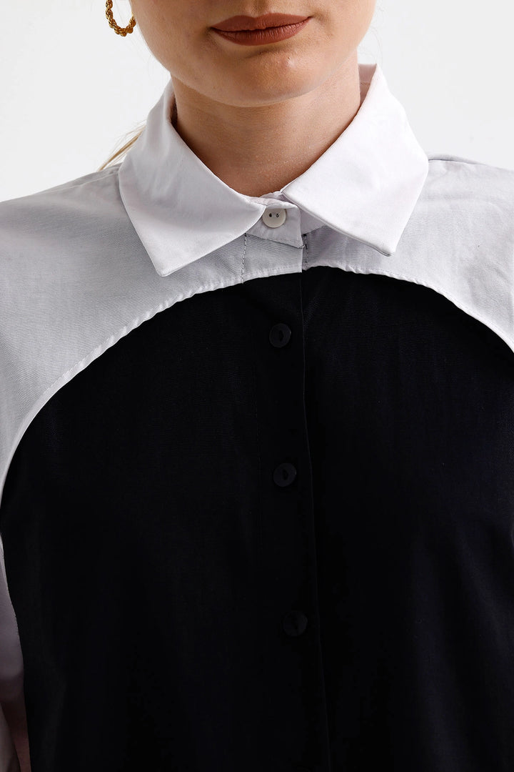 Black Block Garnished Special Design Poplin Woven Shirt BC24YG1103 - Abbotsford