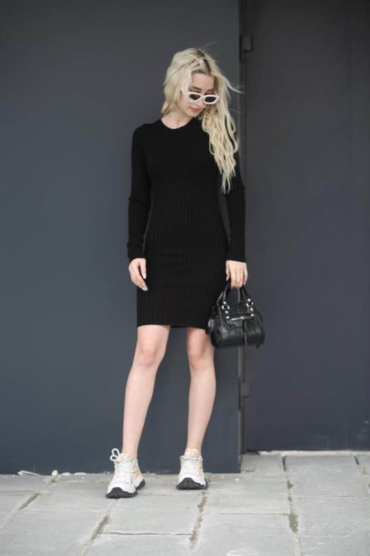 MDX Black Bodycon Ribbed Mini Dress MG1710 - Frankfurt