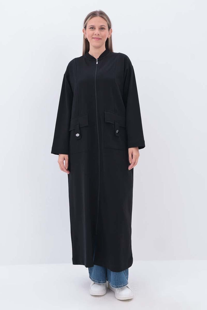 TLD Women Allday Black Pocketed Judge Collar Overcoat - Rohnert Park