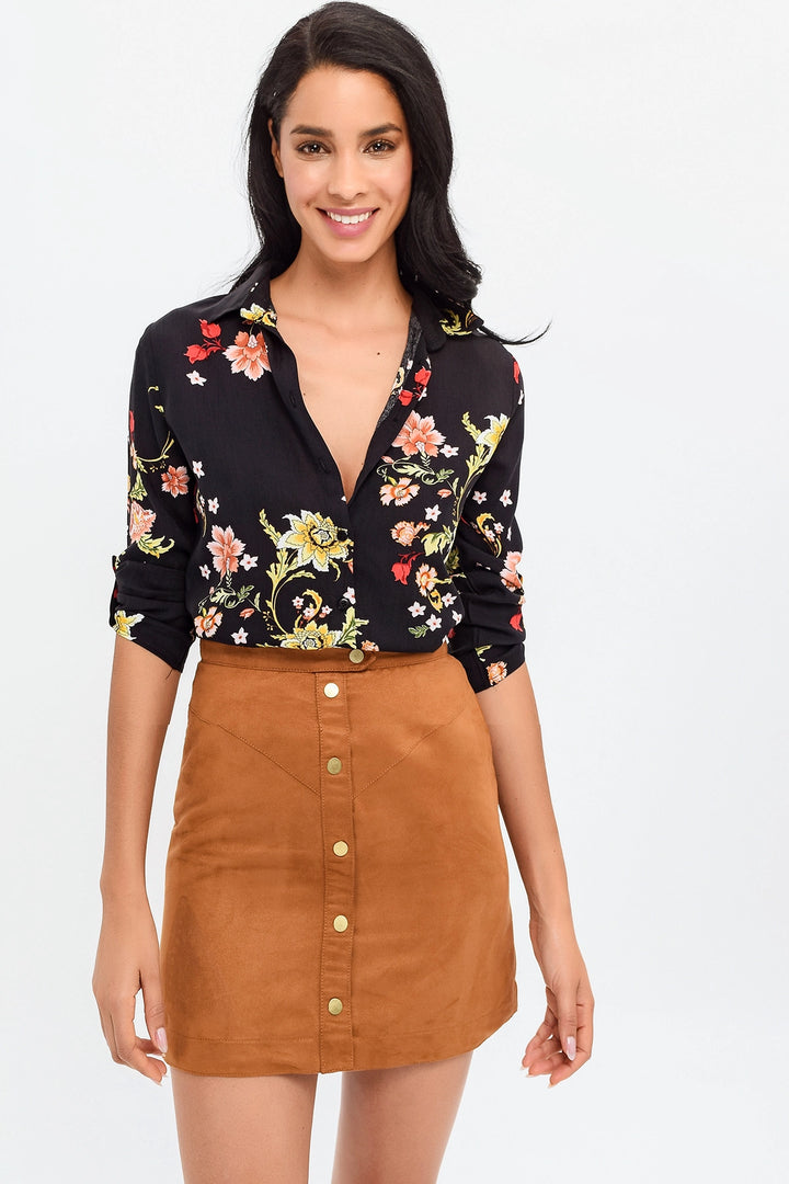 Black Flower Patterned Shirt BCBSK-25700-H5036 - Bassano del Grappa