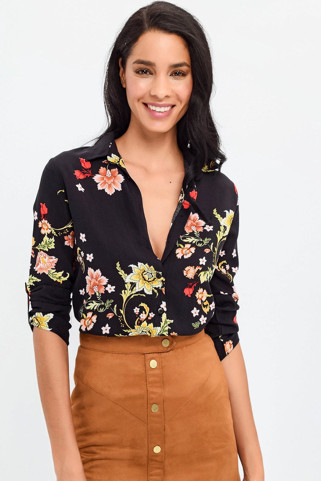 Black Flower Patterned Shirt BCBSK-25700-H5036 - Bassano del Grappa