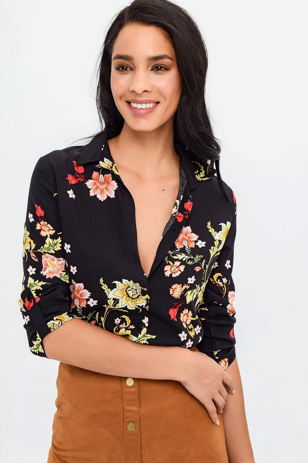 Black Flower Patterned Shirt BCBSK-25700-H5036 - Bassano del Grappa