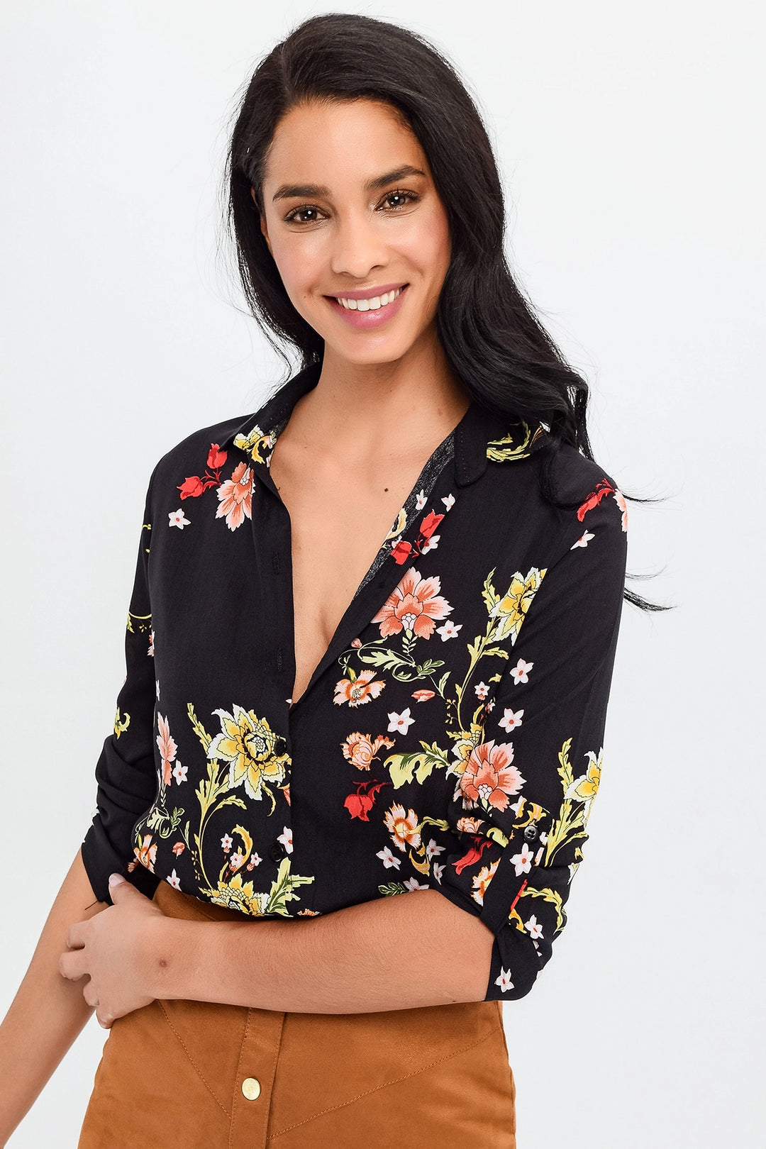 Black Flower Patterned Shirt BCBSK-25700-H5036 - Bassano del Grappa