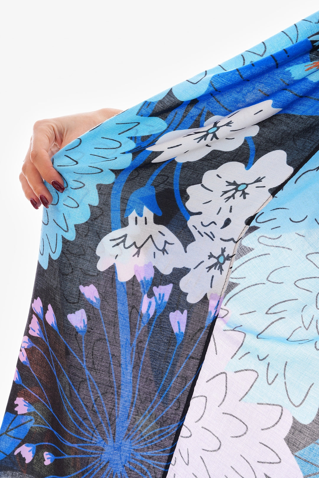 Black Flower Patterned Shawl BCNSV-2515219 - Tbilisi