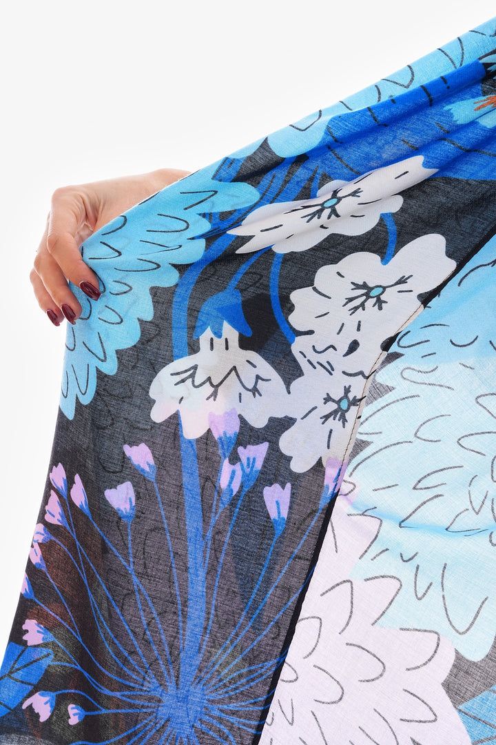 Black Flower Patterned Shawl BCNSV-2515219 - Tbilisi