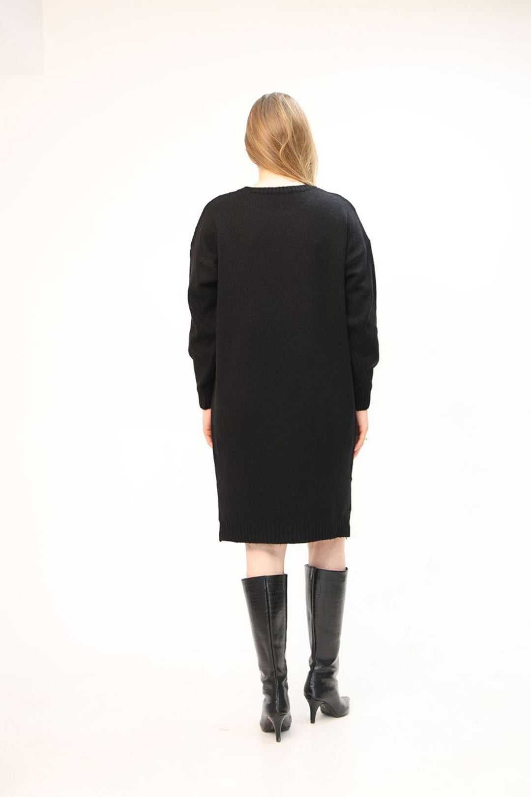 Black Double Pocket Bicycle Collar Tunic Dress BCES-252022 - Mount Juliet