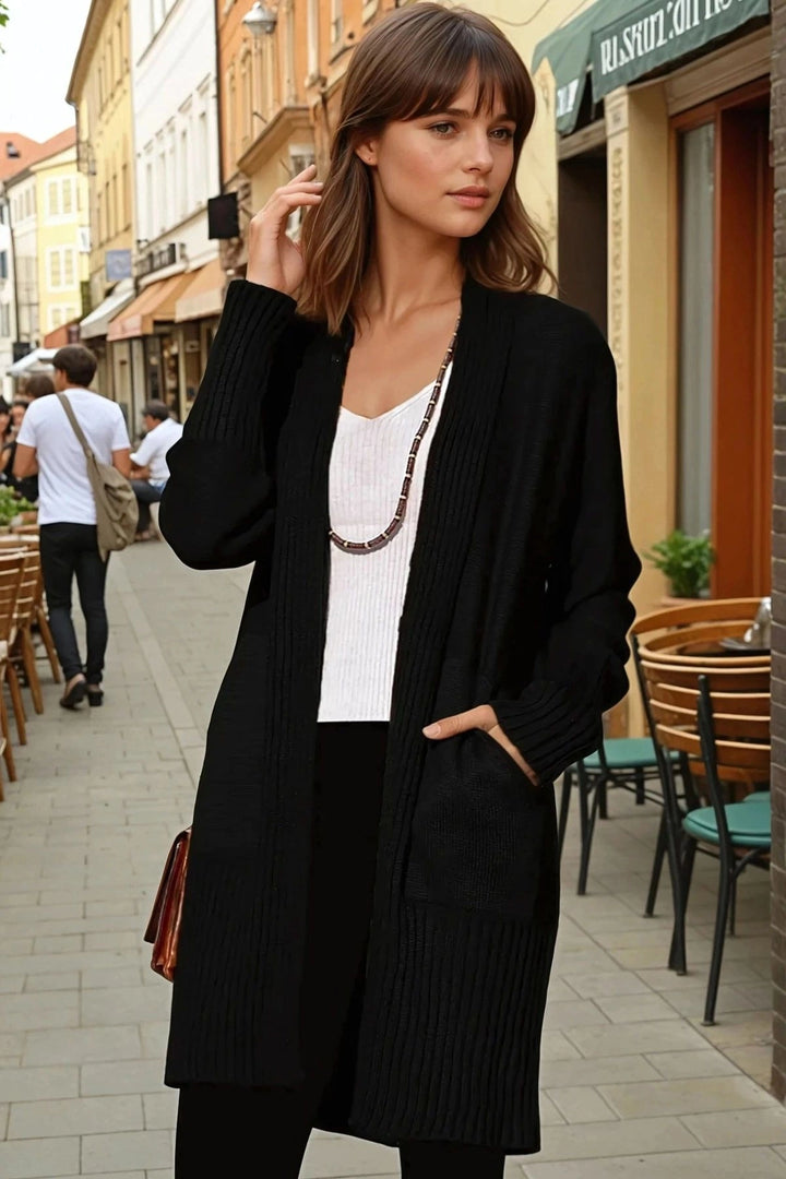 Black Double Pocket Cardigan BCBSK-25700-GK-CCK74000 - Nova Kakhovka
