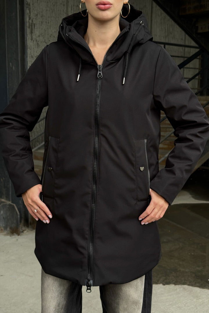 Black Double Pocket Hooded Coat BCVL-254203 - Saint-Priest